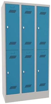 Garderobenschrank H1850xB900xT500mm lichtgrau/lichtblau 6 Abt. PAVOY