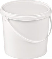 Bucket 5L PP white with bail handle and snap-on lid, D.225mm H.188mm