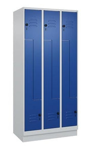 Garderobenschrank Classic PLUS Sockel 900mm lichtgrau/enzianblau 6 Abt. C+P