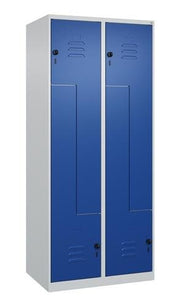 Garderobenschrank Classic PLUS Bodengleiter 800mm lichtgrau/enzianblau 4 Abt.C+P