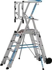 Plattformleiter 12 Sprossen Aluminium Plattform L550xB400mm fahrbar ZARGES