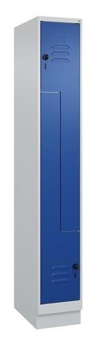 Garderobenschrank Classic PLUS Sockel 300mm lichtgrau/enzianblau 2 Abt. C+P