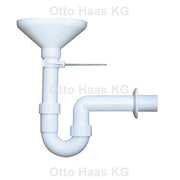 COMFORT PP Trichtersiphon DN 40, weiss mit Sieb und Wandhalterung