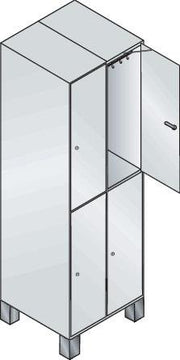Wardrobe with feet H1980xW600xD525mm light grey/light grey 2x2 compartments C+P