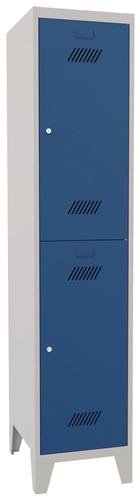 Garderobenschrank m.Zylinder H1850xB400xT500mm lichtgrau/enzianblau 2 Abt. PAVOY