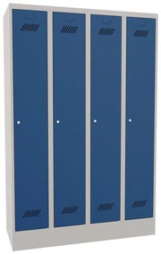 Garderobenschrank m.Zylinder H1850xB1200xT500mm lichtgrau/enzianblau 4 Abt.PAVOY