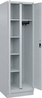 Kleider-Wäscheschrank Classic H1950xB600xT500mm STA lichtgrau Anz.Abt.2 m.Sockel