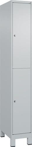 Garderobenschrank m.Füßen H1950xB300xT500mm lichtgrau 1x2 Abteile C+P