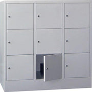 Locker cabinet H1187xW1200xD500mm No. of compartments 9 RAL 7035 RAL 7035 PAVOY
