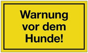 Hinweiszeichen Warnung vor dem Hunde L250xB150 mm gelb schwarz Kunststoff