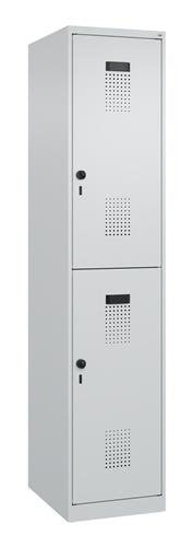 Garderobenschrank Evolo PLUS Bodengleiter 400mm lichtgrau/lichtgrau 2 Abt.C+P