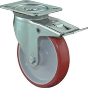 Lenkrolle D.80mm Trgf.125kg m.Festst.PU 104x80mm rot BS ROLLEN