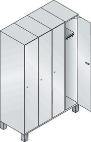 Garderobenschrank m.Füßen H1980xB1200xT525mm lichtgrau/ lichtgrau 4 Abt.C+P