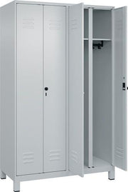Garderobenschrank m.Füßen H1950xB1200xT500mm lichtgrau 4 Abteile C+P
