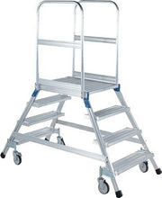 Platform Stairway, 6 steps, platform height 1440 mm, treads and platform corrugated aluminum, double-sided ZARGES
