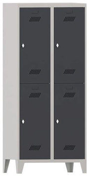 Garderobenschrank m.Drehriegel H1850xB800xT500mm lichtgr/anthrazitgr 4 Abt.PAVOY