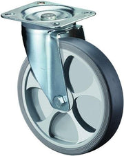 Lenkrolle D.250mm Trgf.300kg thermoplastisch Ku.Platte L135xB110mm BS ROLLEN