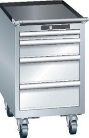 Schubl.-Schrank fahrb. B411xT572xH723mm, 18x27E4 Schubl. 75kg, Key Lock RAL 7035