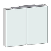 Heibad Spiegelschrank m. LED Leuchte 800mm, hochglanz weiß