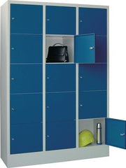 Schließfachschrank H1187xB1600xT500mm Anz.Fächer 12 RAL 7035 RAL 5010 PAVOY