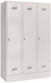 Garderobenschank m.Drehriegel H1850xB1200xT500mm lichtgrau/lichtgrau 3 Abt.PAVOY