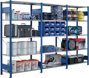 Steckregalsystem H2500xB1000xT400mm Anbauregal 6Stahlböd. Trgf.150kg verz./blau