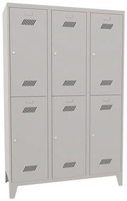 Wardrobe cabinet with cylinder lock H1850xW1200xD500mm light grey/light grey 6 compartments. PAVOY