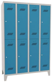 Garderobenschrank m.Zylinder H1850xB1200xT500mm lichtgrau/lichtblau 8 Abt. PAVOY