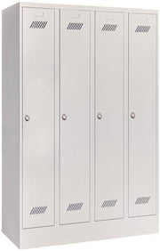 Garderobenschank m.Drehriegel H1850xB1200xT500mm lichtgrau/lichtgrau 4 Abt.PAVOY