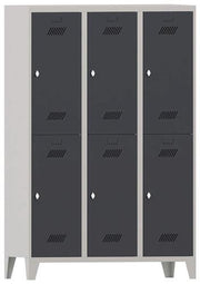 Garderobenschrank m.Drehriegel H1850xB1200xT500mm lichtgr/anthrazitgr 6Abt.PAVOY