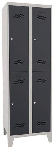 Garderobenschrank m.Zylinder H1850xB600xT500mm lichtgr/anthrazitgrau 4 Abt.PAVOY