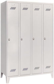 Garderobenschank m.Füßen u.Drehriegel H1850xB1200xT500mm grau/grau 4 Abt.PAVOY
