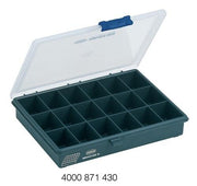 Sortimentskasten B240xT195xH43mm 18 Fächer transparent dunkelblau RAACO