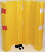 Column and Post Protector, 1100mm H, for Post Size 210x210mm, HDPE Yellow with Warning Stripes