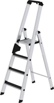 Stufenstehleiter 4 Stufen Alu.Gesamt-H.1580mm m.clip-step R13 Auflage MUNK