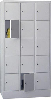 Schließfachschrank H1850xB900xT500mm Anz.Fächer 15 RAL 7035 RAL 7035 PAVOY