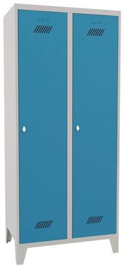Garderobenschank m.Füßen u.Drehriegel H1850xB800xT500mm grau/blau 2 Abt.PAVOY