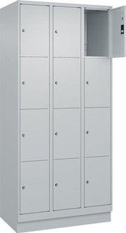 Fächerschrank Classic PLUS H1950xB900xT500mm m.Sockel Anz.Fächer 3x4 lichtgrau