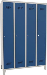 Garderobenschank m.Füßen u.Zyl.H1850xB1200xT500mm lichtgrau/blau 4 Abt.PAVOY