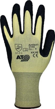 Handschuhe Gr.10 gelb/schwarz EN 388 PSA II Nyl.m.Naturlatex ASATEX