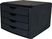 Schubladenbox mit Auszugssperre 4 Schubladen schwarz H215xB265xT332mm HELIT