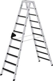 Stufenstehleiter 2x10 Stufen Alu.Gesamt-H.2320mm m.clip-step R13 Auflage MUNK
