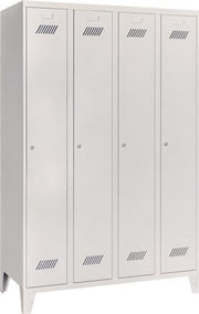 Garderobenschank m.Füßen u.Zyl.H1850xB1200xT500mm lichtgrau/lichtgrau 4Abt.PAVOY