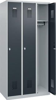 Garderobenschrank Ser.Basis-PLUS H1850xB900xT500mm lichtgrau/anthrazitgrau 3Abt.