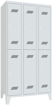 Garderobenschrank m.Zylinder H1850xB900xT500mm lichtgrau/lichtgrau 6 Abt. PAVOY