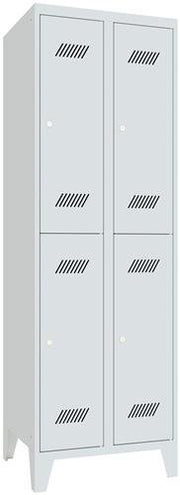 Garderobenschrank m.Zylinder H1850xB600xT500mm lichtgrau/lichtgrau 4 Abt. PAVOY