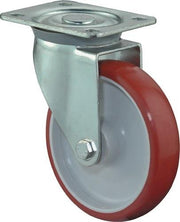 Lenkrolle D.100mm Trgf.125kg PU Platte L104xB80mm Farbe Rl.rot BS ROLLEN