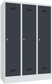 Garderobenschank m.Drehriegel H1850xB1200xT500mm lichtgrau/grau 3 Abt.PAVOY