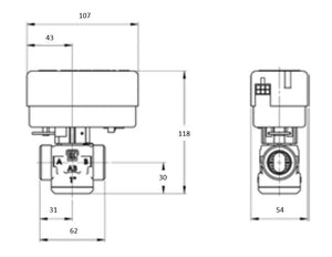 COMFORT 2-Wege-Zonenventil DN 25 (1) ohne Motor IG Kvs-Wert 11,0cbm/h NC
