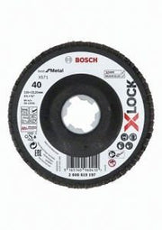 Fächerschleifscheibe X-LOCK BfM X571 D.115mm Körnung 40 abgew. m.Fibertragplatte